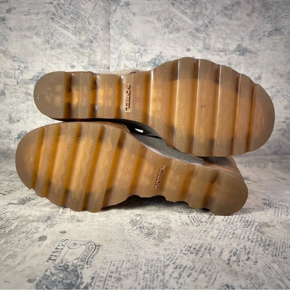 SOREL Joanie Lace Up Wedge Sandals Leather Canvas Comfort Shoes